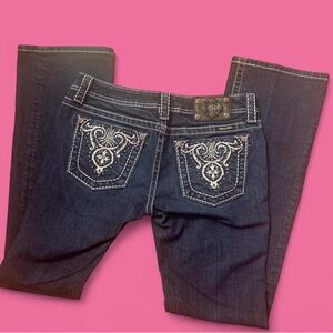 Miss Me Dark Wash Bootcut Jeans with Embroidered Back Pockets
